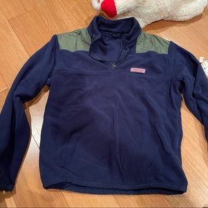 Vineyard Vines Navy and Green Fleece Quarter Zip Size Small EUC